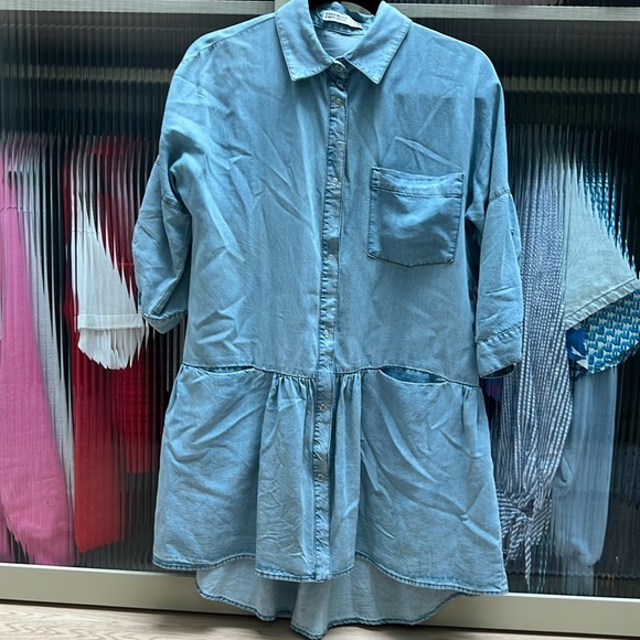 Zara Denim Swing Dress - Picture 1 of 2
